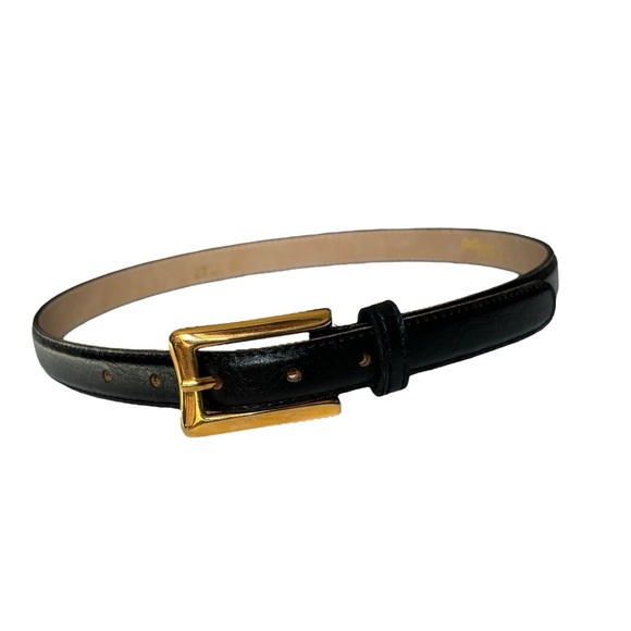 Motion East leather dress belt w/ gold finished rectangular buckle | small - Picture 1 of 13